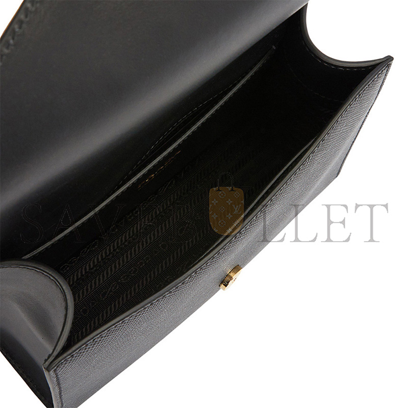 pra*a shoulder bag handbag monoCh*0me saffiano black 1bd317 (21*14*6.5cm)